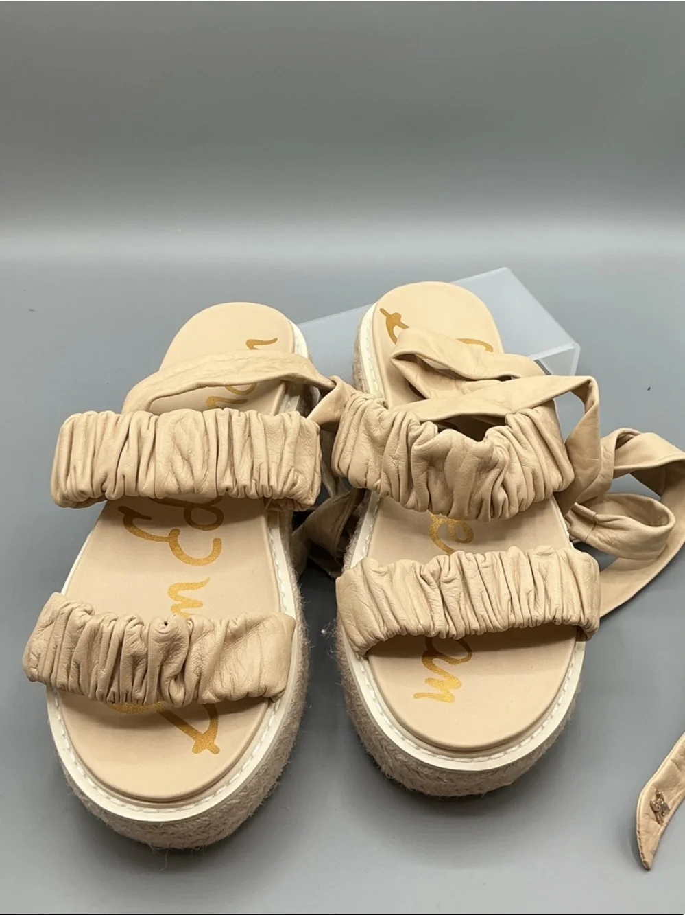 Sam Edelman Womens Kerin Platform Sandals, sand, ankle wrap, size 6